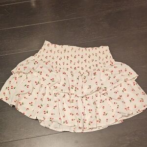 Cherry Ruffle Skirt - White And Red
